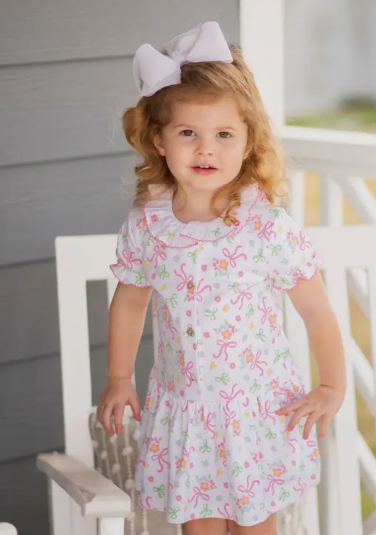 Bows & Flowers dropped waist dress