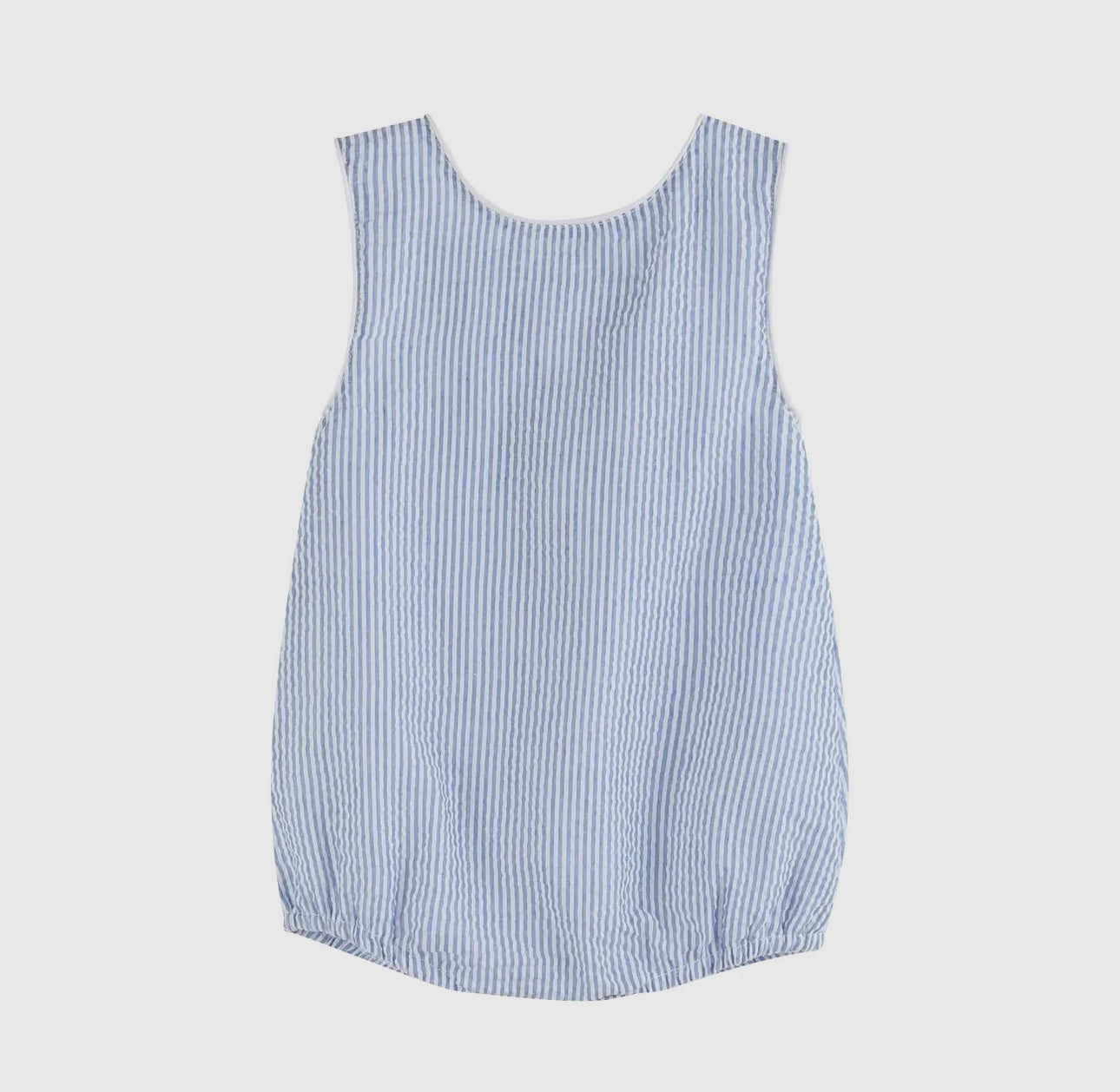 Dark Blue Tractor Seersucker Bubble Romper