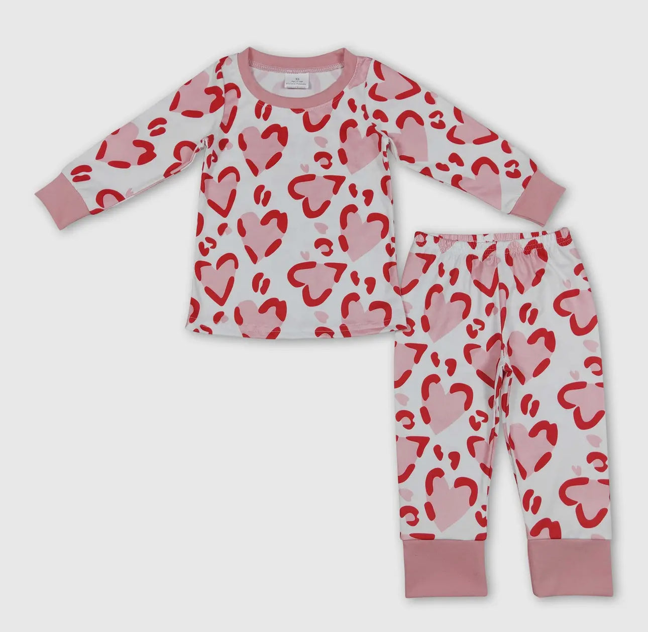Pink Heart Long Sleeve Pants Set