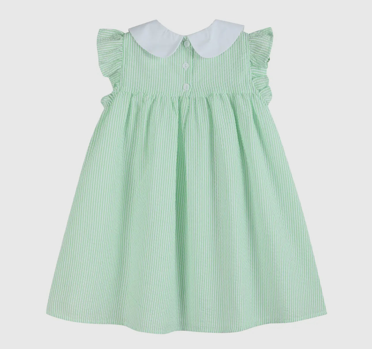 Green Seersucker Easter Bunny Ruffle Dress