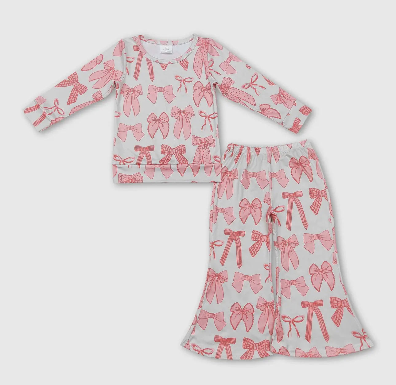 Pink Bow Top and Flare Pants Girl Set