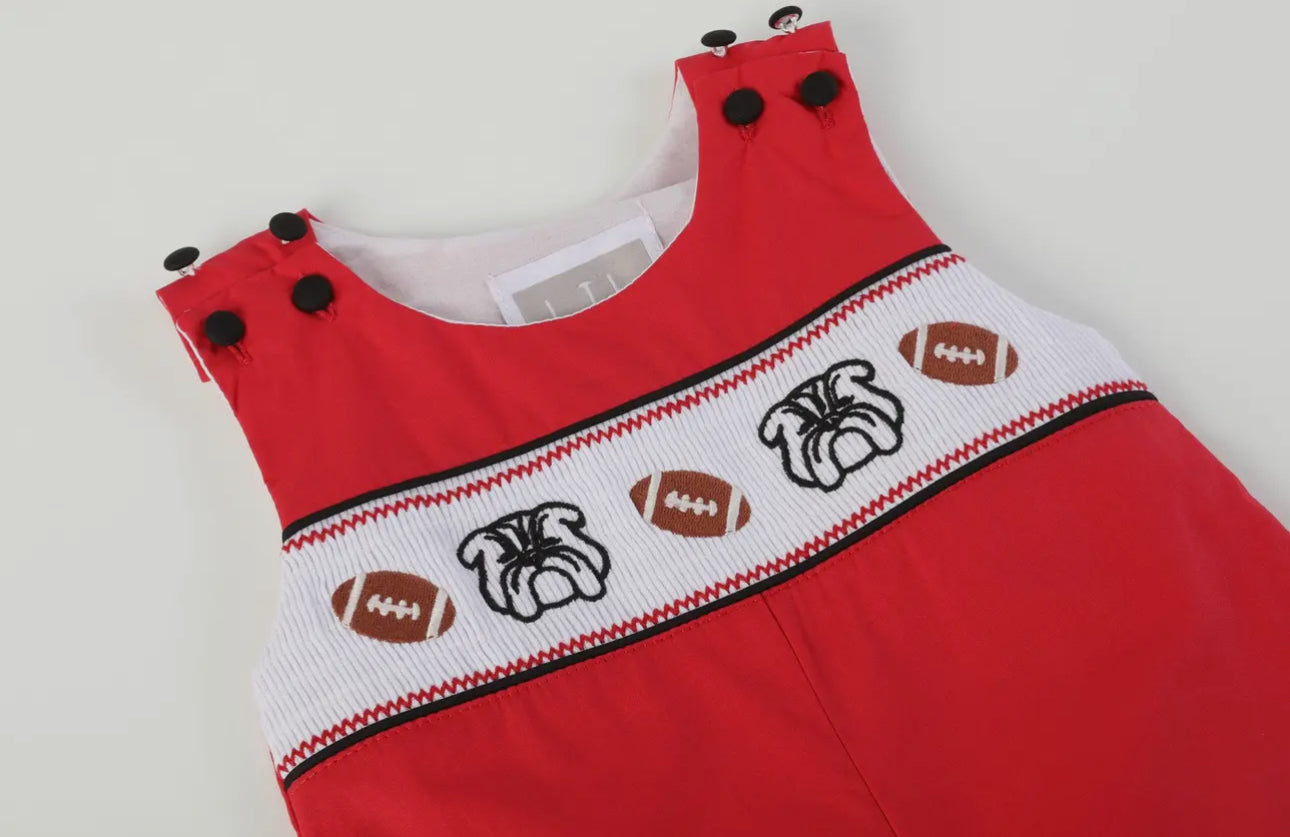 Red and Black Bulldog and Football Overalls