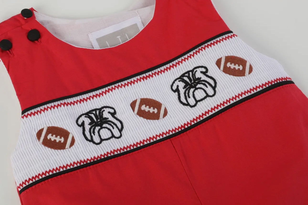 Red and Black Bulldog and Football Overalls