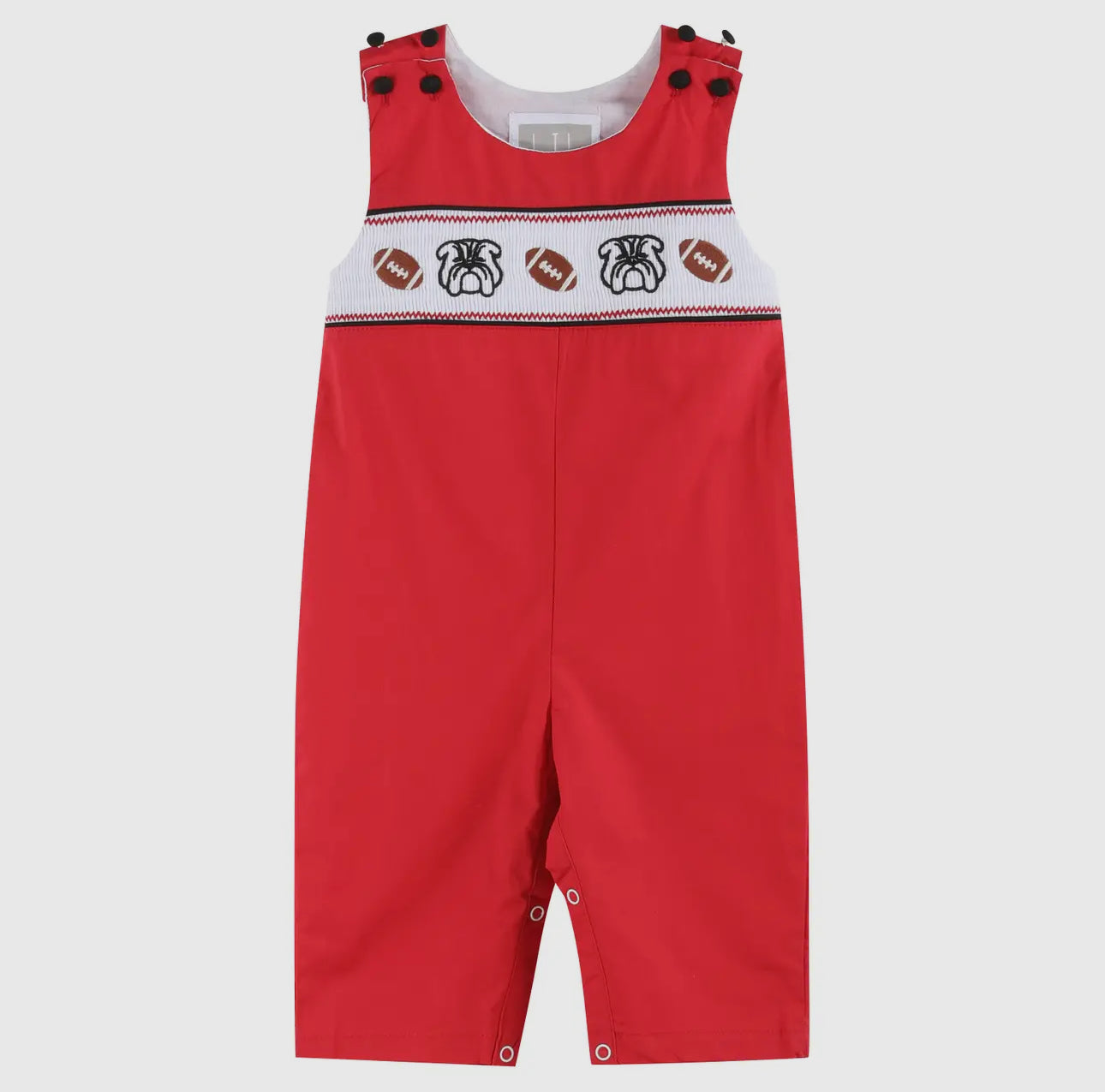 Red and Black Bulldog and Football Overalls