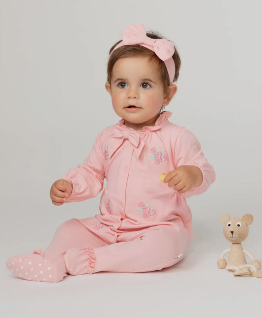 Summer Garden Babygrow with headband- Pink