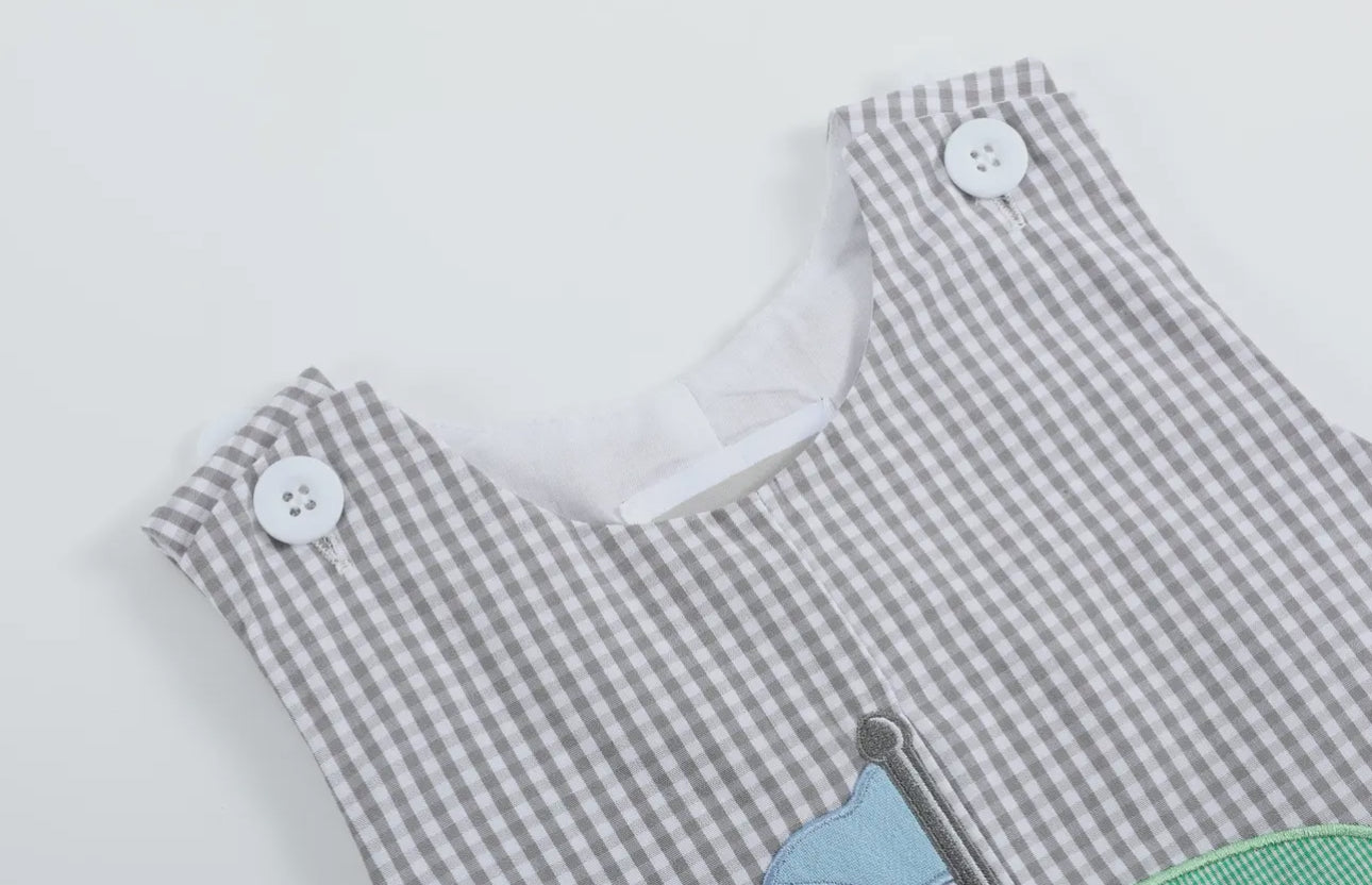 Gray Gingham Golf Shorttalls