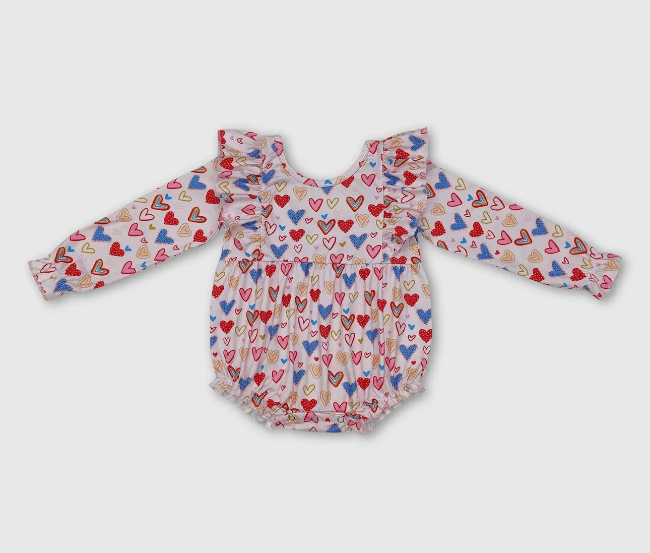 Long Sleeve Hearts Valentines Romper