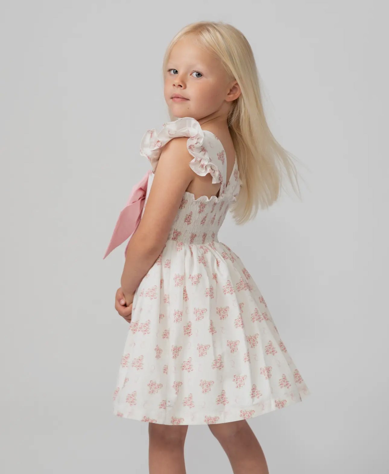 Summer Garden Dress with Bow-Ivory