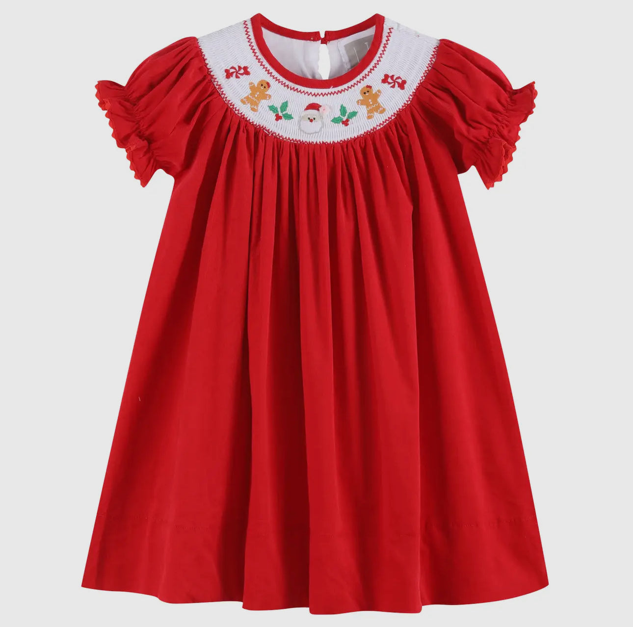 Red Velour Christmas Smocked Bishop Dress